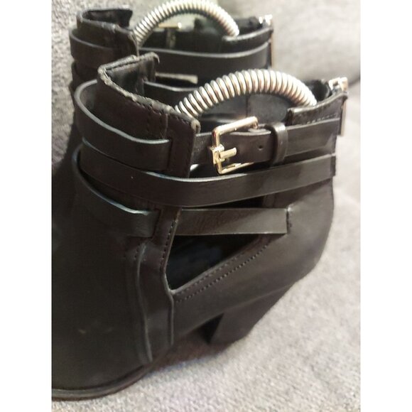 Women Ankle Boots Almond Toe Mid Heel Booties Chunky Block Zip Up Sz 8 M - Picture 4 of 12